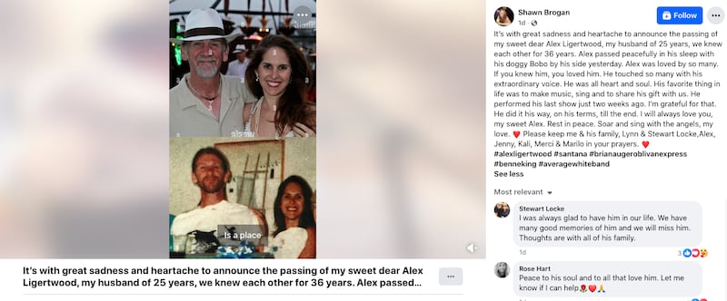 Mensaje de Shawn Brogan sobre la muerte de Alex Ligertwood