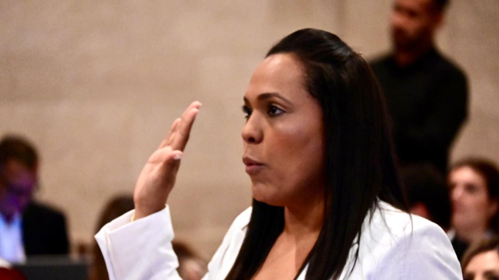 La secretaria designada del Departamento de Estado en vista de confirmación en la Cámara de Representantes.