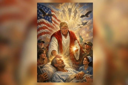 Trump publica una imagen en la que se convierte en un aparente Jesucristo sanador