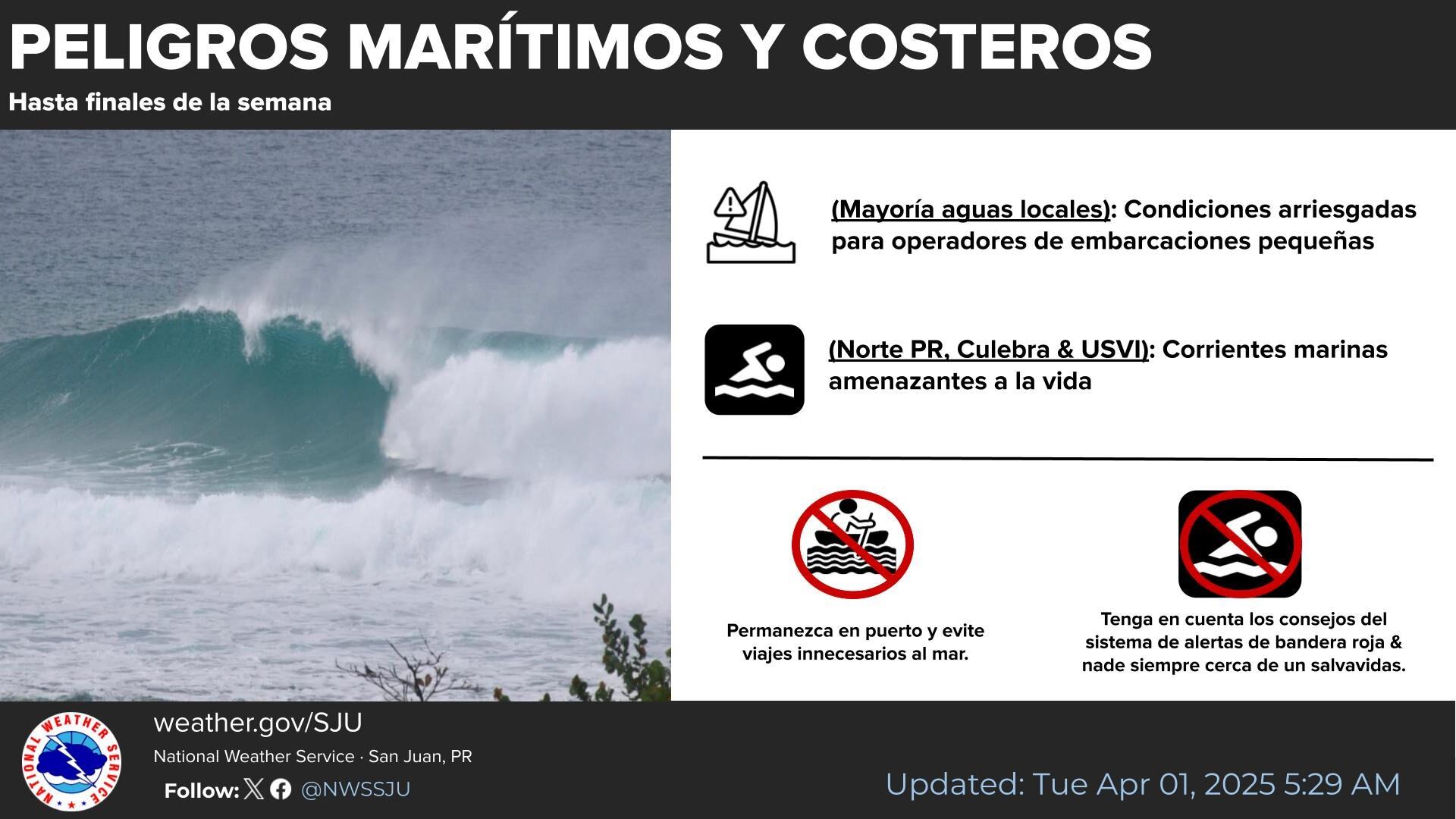 Pronostican peligros marítimos y fuertes vientos para este martes.