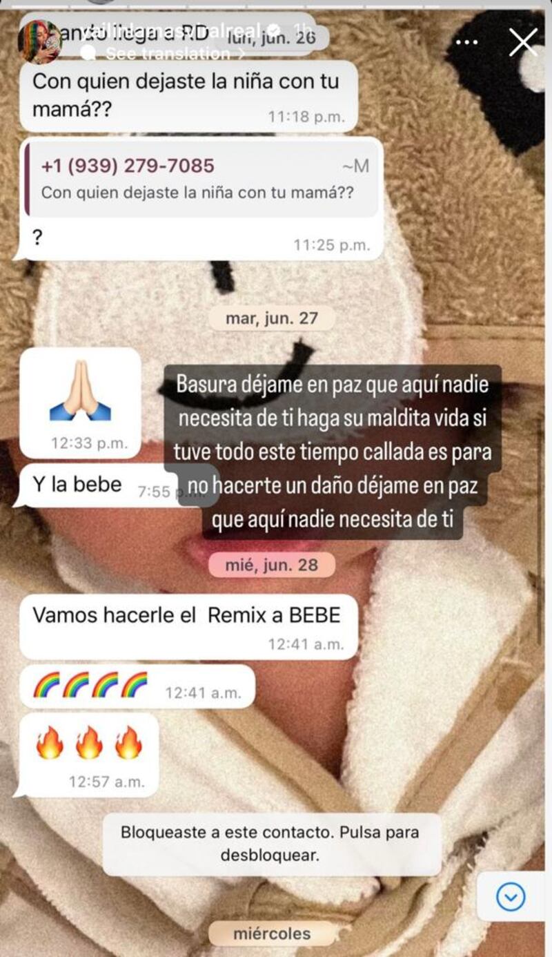 Alegados mensajes entre Yailín y Anuel