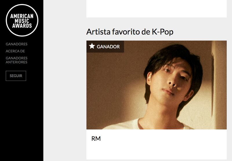 RM de BTS hace historia en los American Music Awards