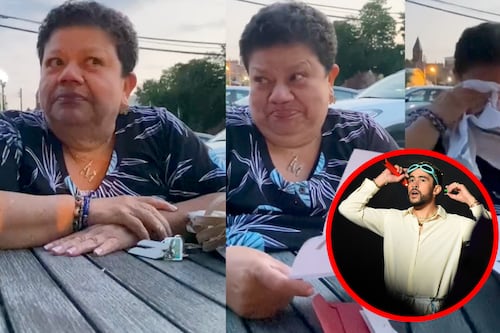 Madre rompe en llanto tras recibir boletos para el concierto de Bad Buny