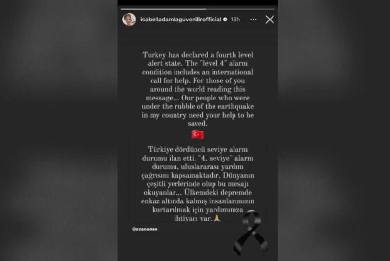 Elif clama por ayuda para Turquía