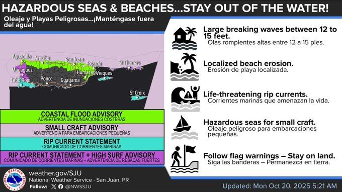 Condiciones marítimas y costeras peligrosas por una marejada del norte.