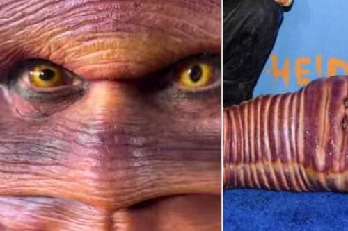 La modelo Heidi Klum llevó más de 10 horas para disfrazarse de un  gusano gigante 