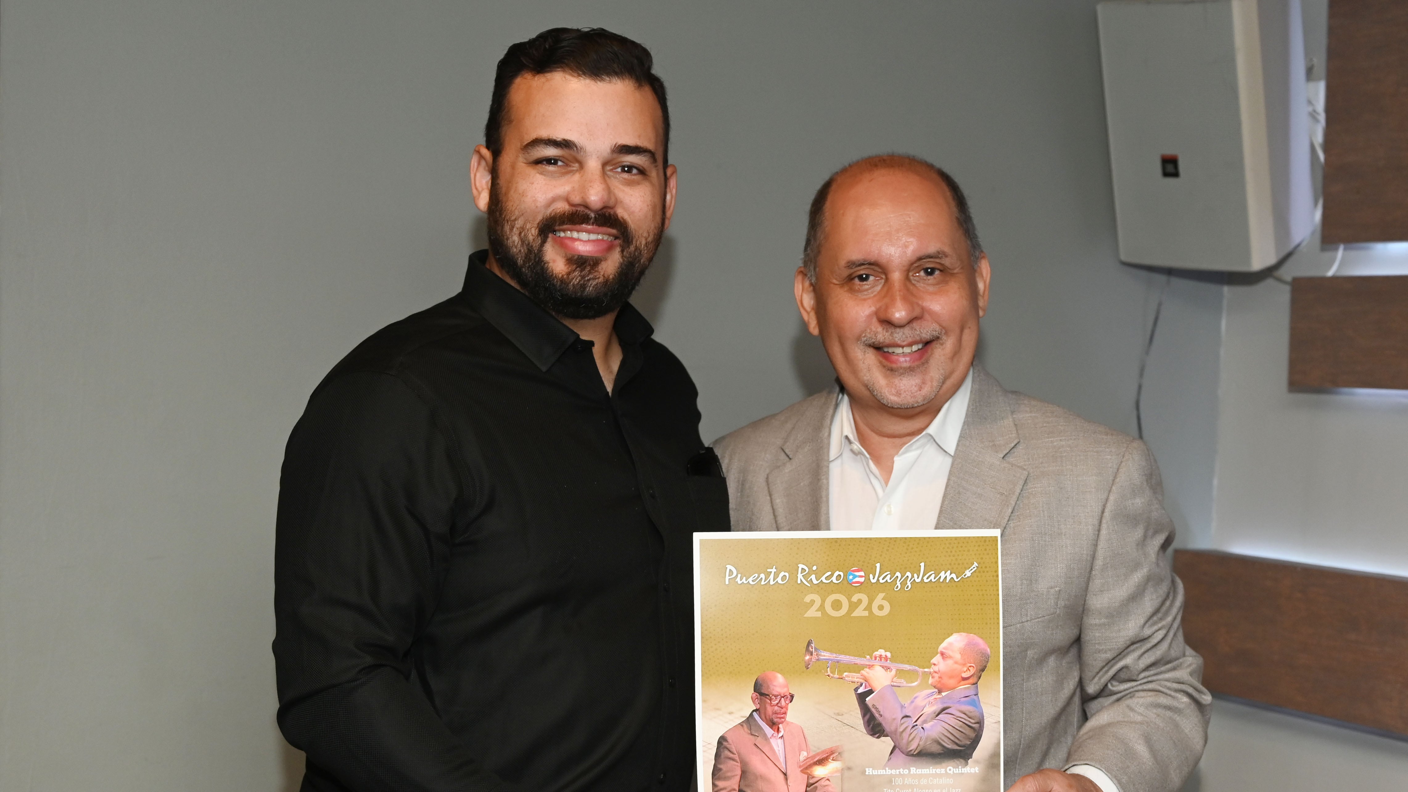 Joaquin Cintrón Rosario, ñieto de Willie Rosario y Humberto Ramírez. Conferencia de Prensa del Puerto Rico Jazz Jam