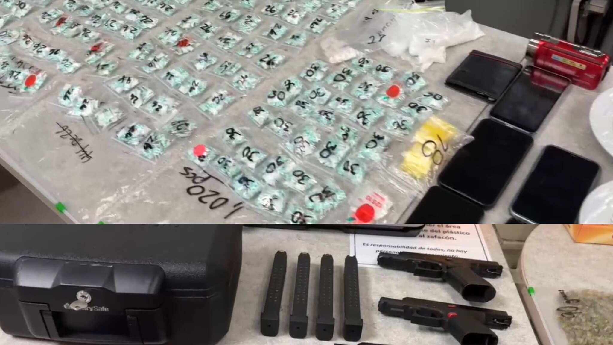 Evidencia ocupada tras arrestos en residencia de Florida.