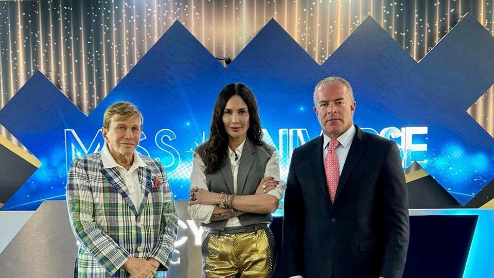 Osmel Sousa, Martha Cristiana Merino y Raúl Rocha, CEO de la organizacion Miss Universo.