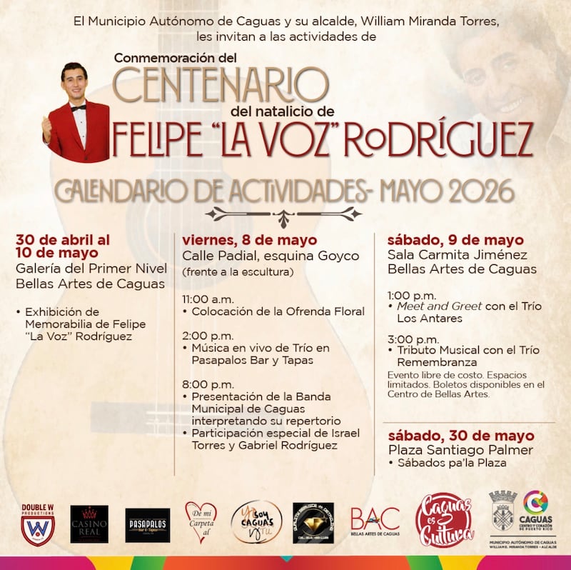 Caguas celebrará el centenario de Felipe “La Voz” Rodríguez.
