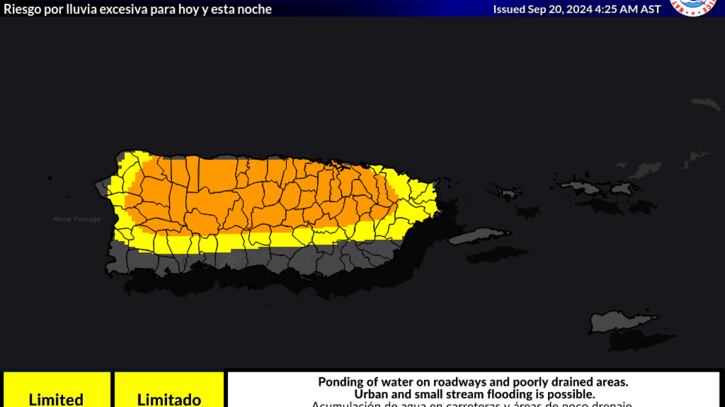 Riesgo por lluvia excesiva.