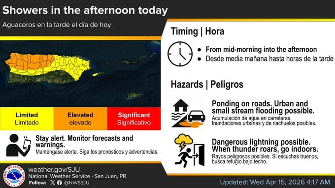 Pronostican aguaceros para esta tarde.