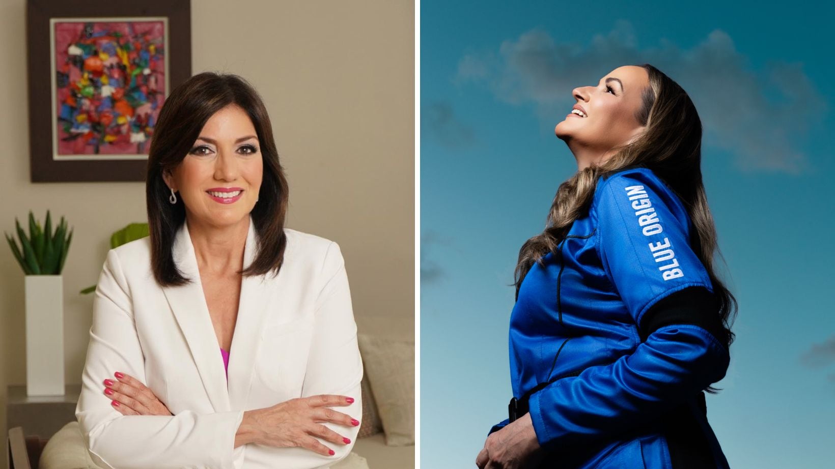 La meteoróloga felicitó a su colega.