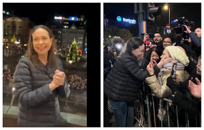 María Corina aparece en Oslo