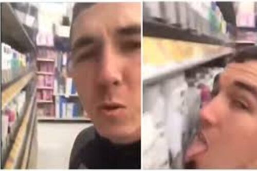 (Video) ¡De no creer! Joven lame productos en supermercado, pero es arrestado por la policía
