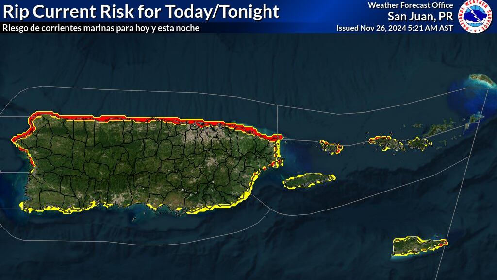 Riesgo de corrientes marinas.
