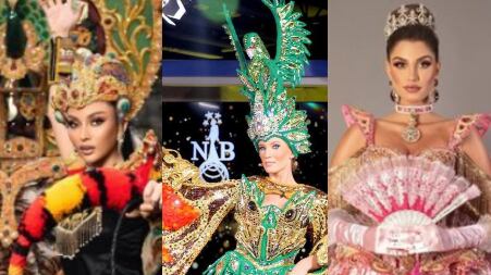 Trajes típicos de Miss Indonesia, Miss Puerto Rico y Miss Brasil.