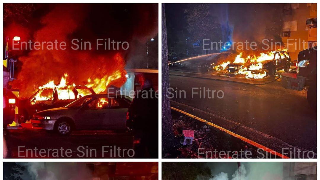 Tres autos incendiados en residencial de Fajardo.