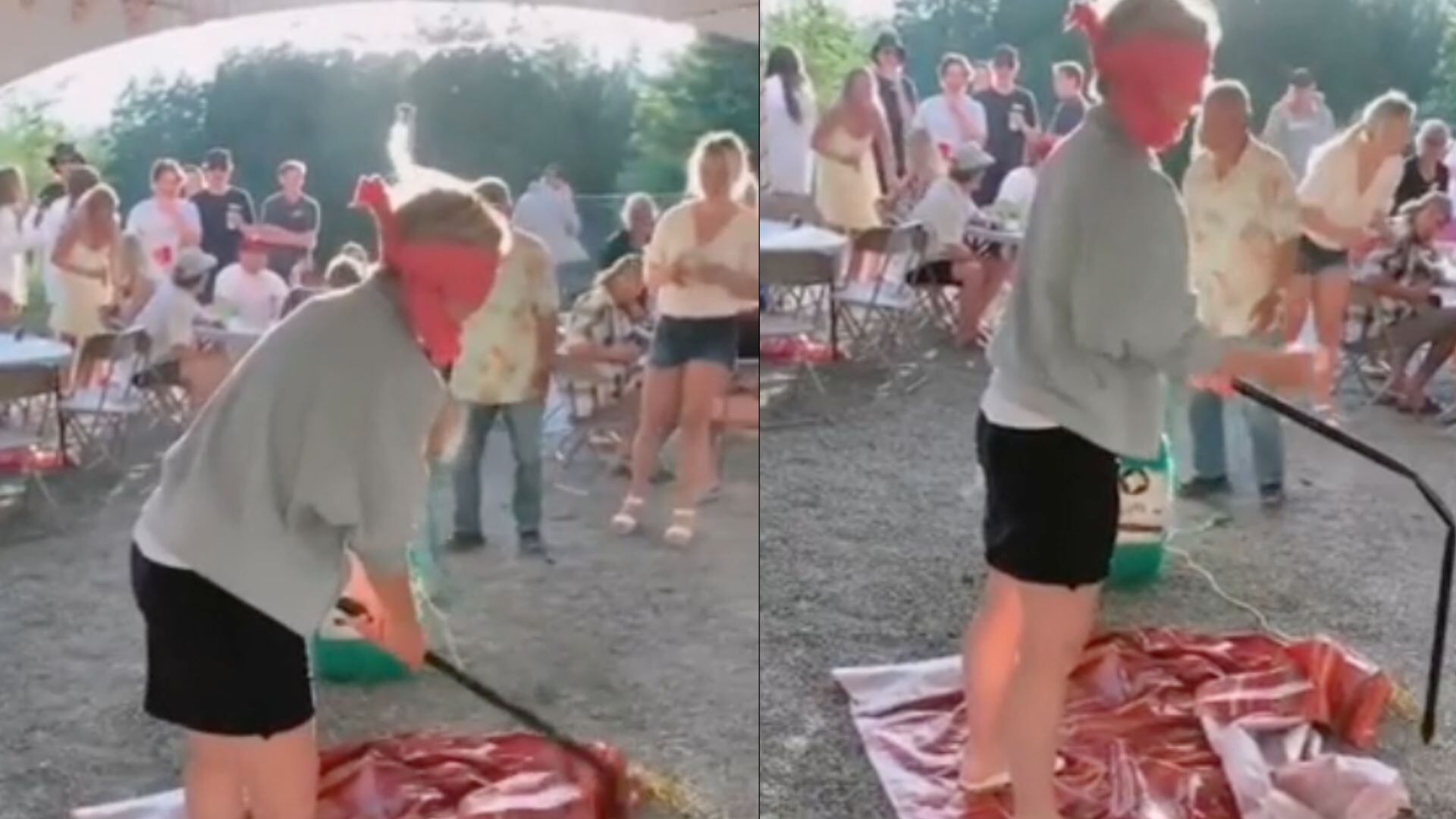 hombre le pegó en la cabeza a su suegra pensando en la piñata