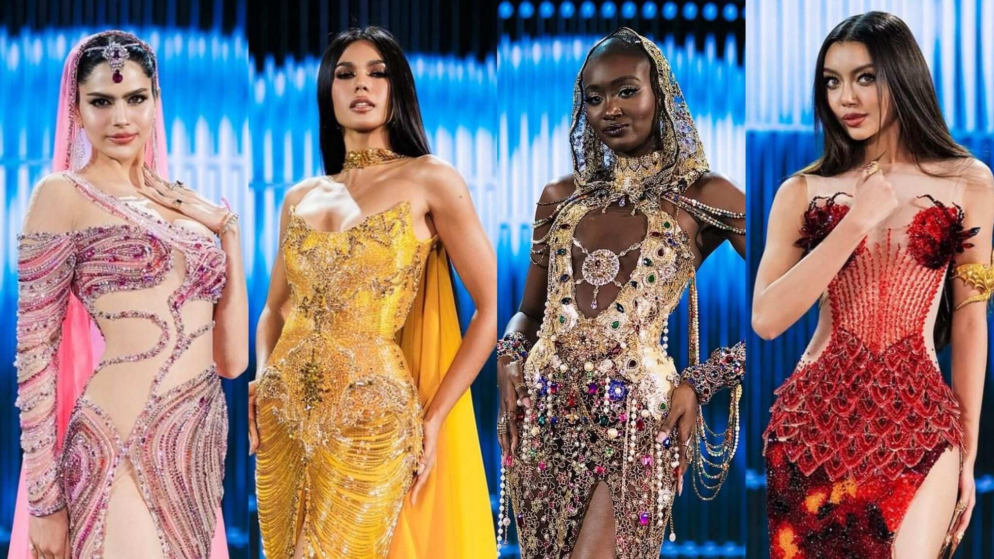 Candidatas de India, Filipinas, Francia y Myanmar.