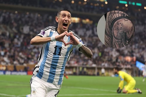 Ángel Di María presume espectacular tatuaje de la Copa del Mundo