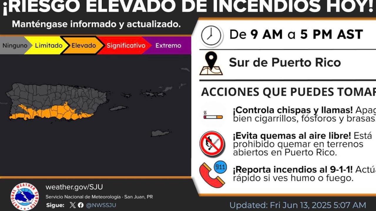 Riesgo elevado de incendios.