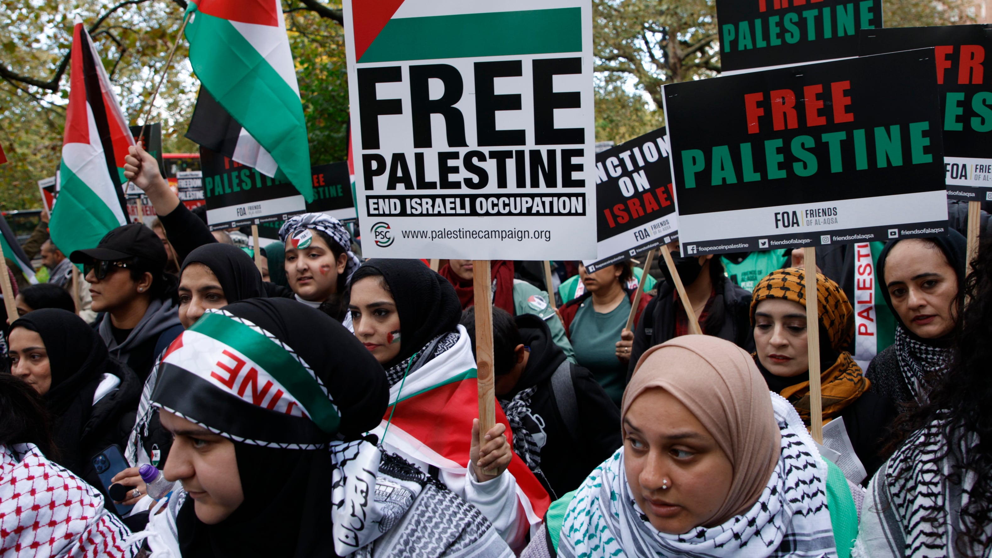 Manifestantes piden libertad para Palestina