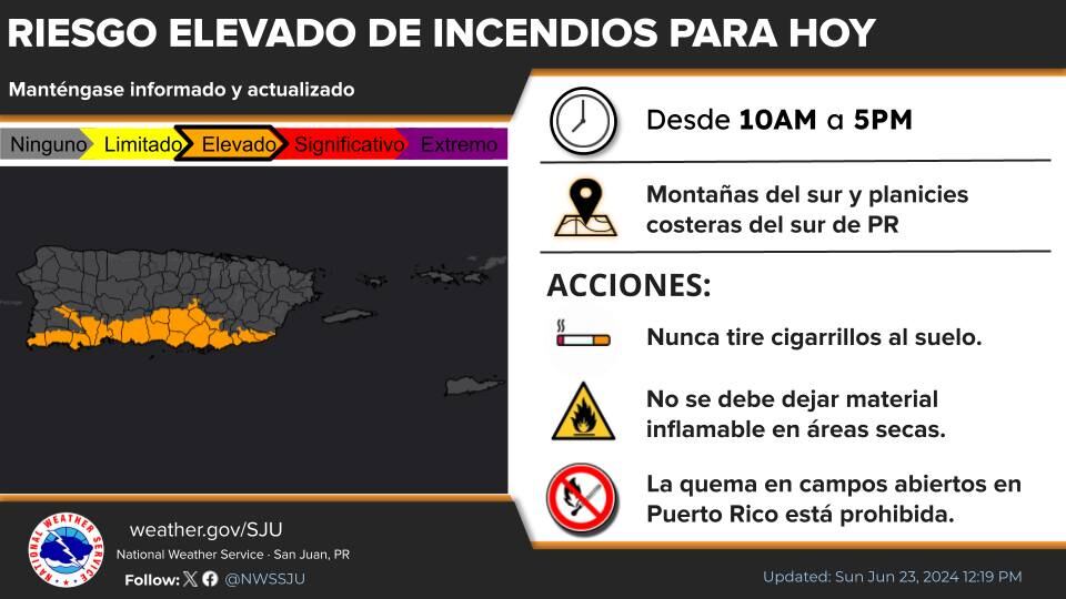 Masa de aire fresco aumentará riesgo de incendios en Puerto Rico