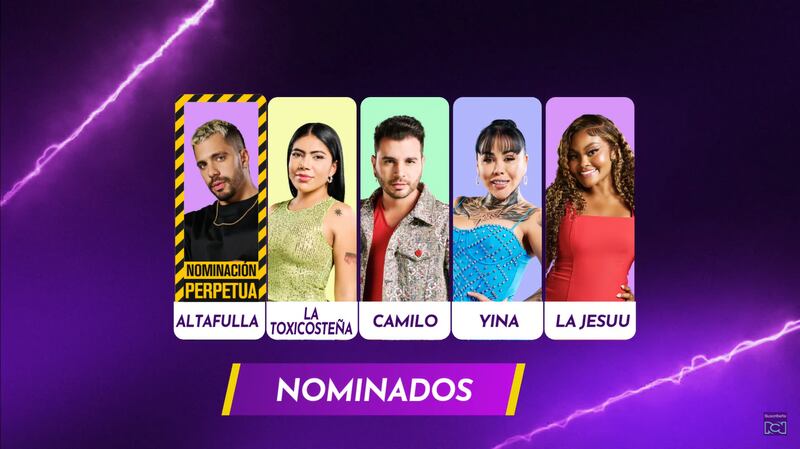 Placa de nominados de 'La casa de los famosos Colombia 2'
