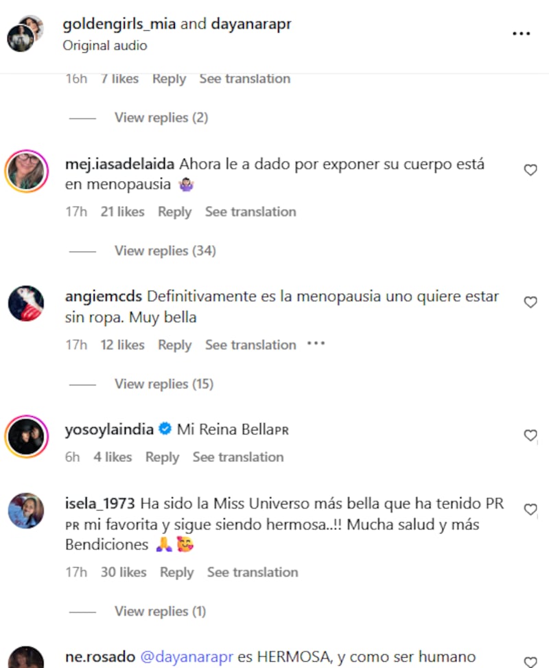 Los comentarios fueron realizados en Instagram.