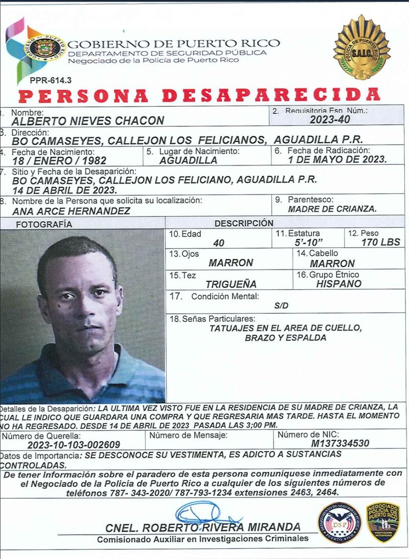 Buscan a hombre de 40 años desaparecido en Aguadilla.