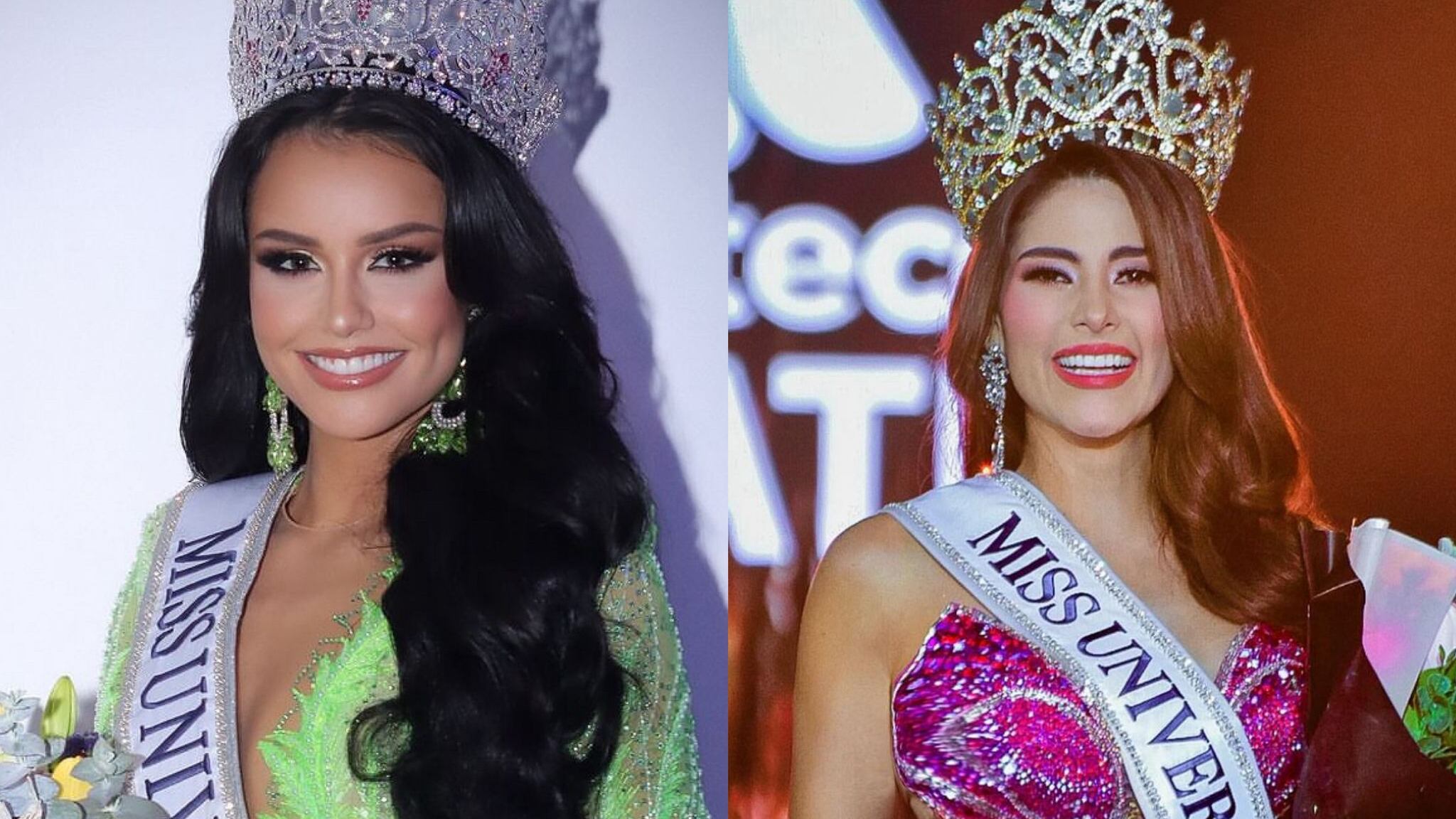 Emilia Dides y Andrea Radford rumbo a Miss Universo 2024.