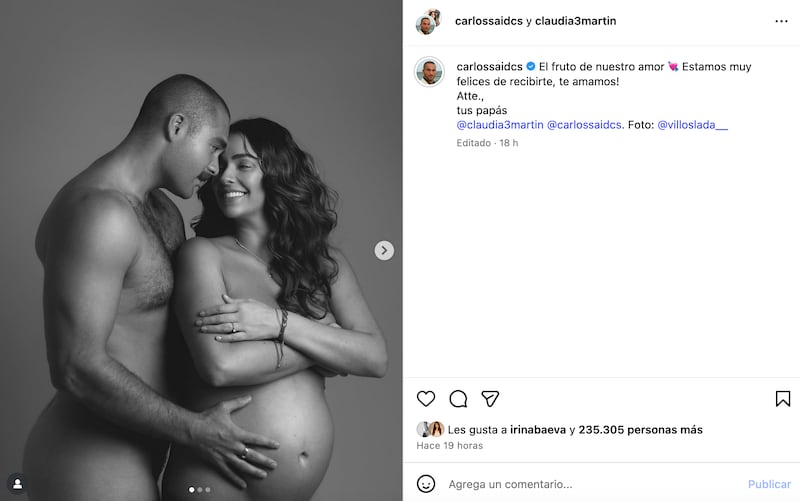 Claudia Martín y Carlos Said anuncian la espera de su primer bebé.