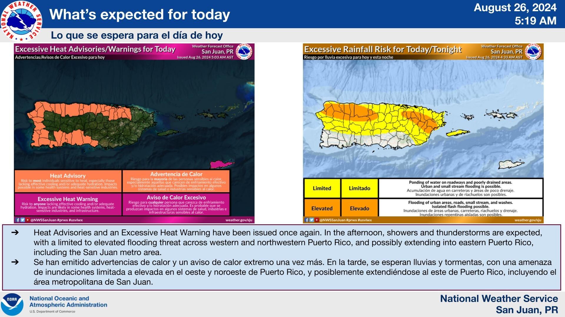 Pronostican otro día caluroso para este lunes, con lluvias y tronadas esperadas en el interior y noroeste.