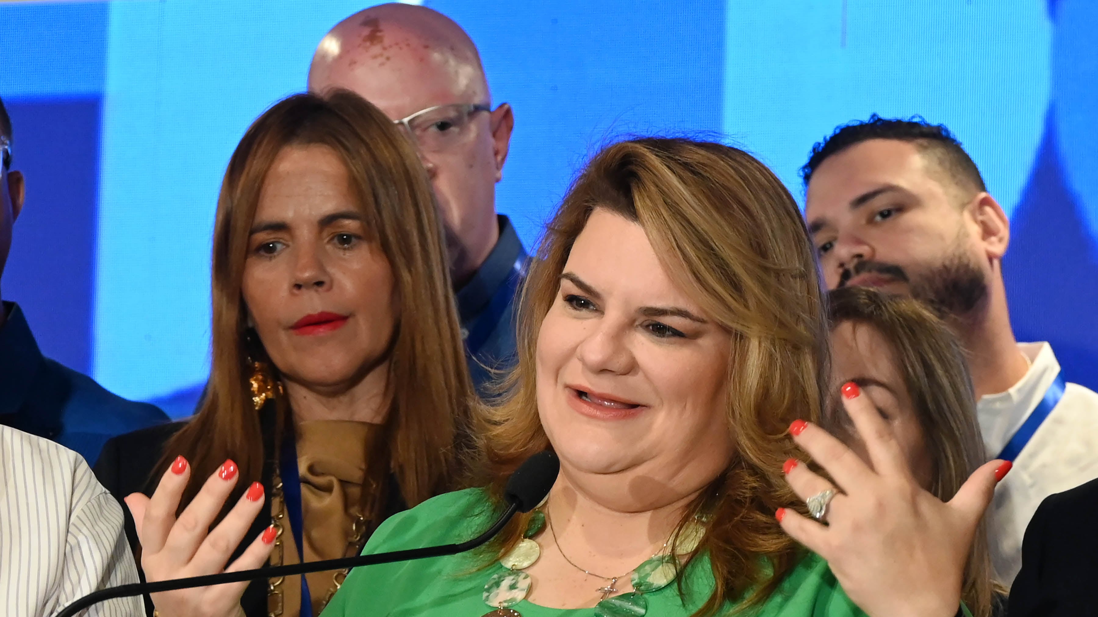 La gobernadora Jennifer González en conferencia de Prensa. Convención del Partido PNP