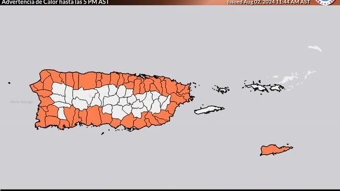 Advertencia de calor para Puerto Rico y las Islas Vírgenes.