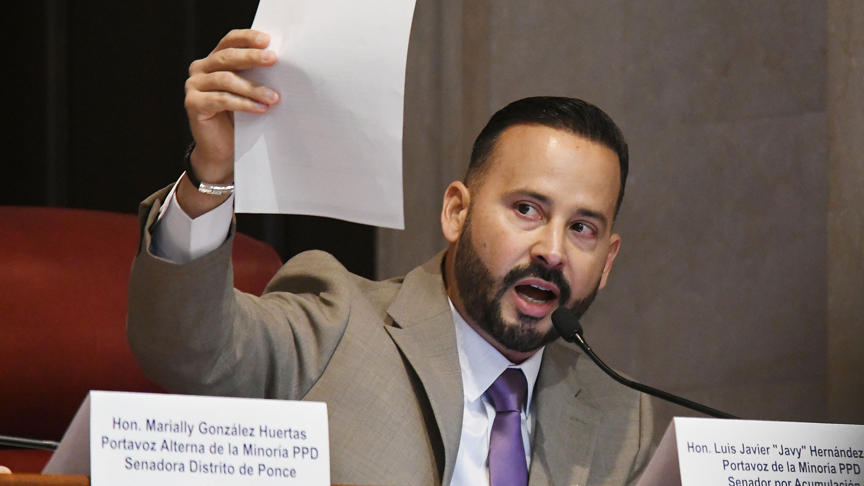 El senador y portavoz de la minoría PPD , Luis Javier Hernández