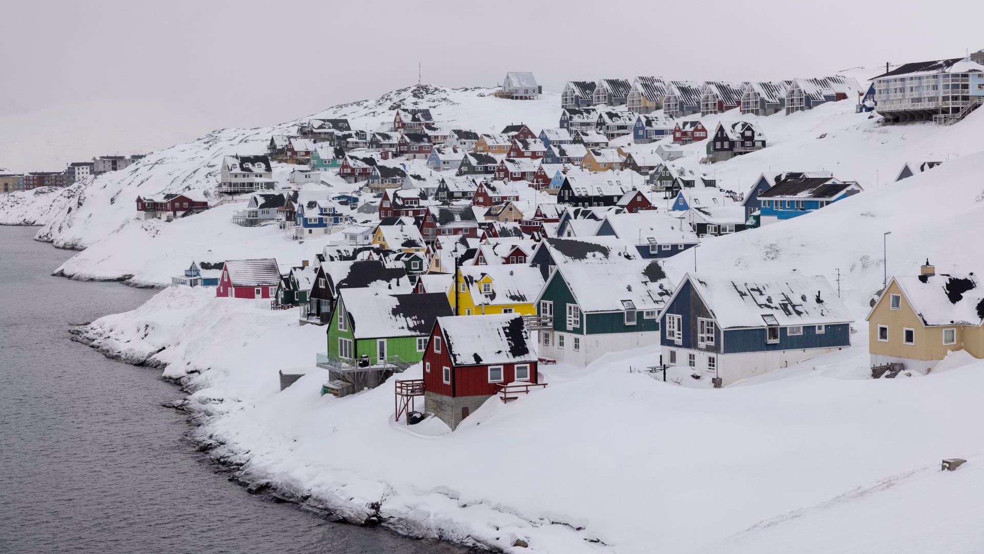 Vista general de la zona de Myggedalen en Nuuk, Groenlandia,
