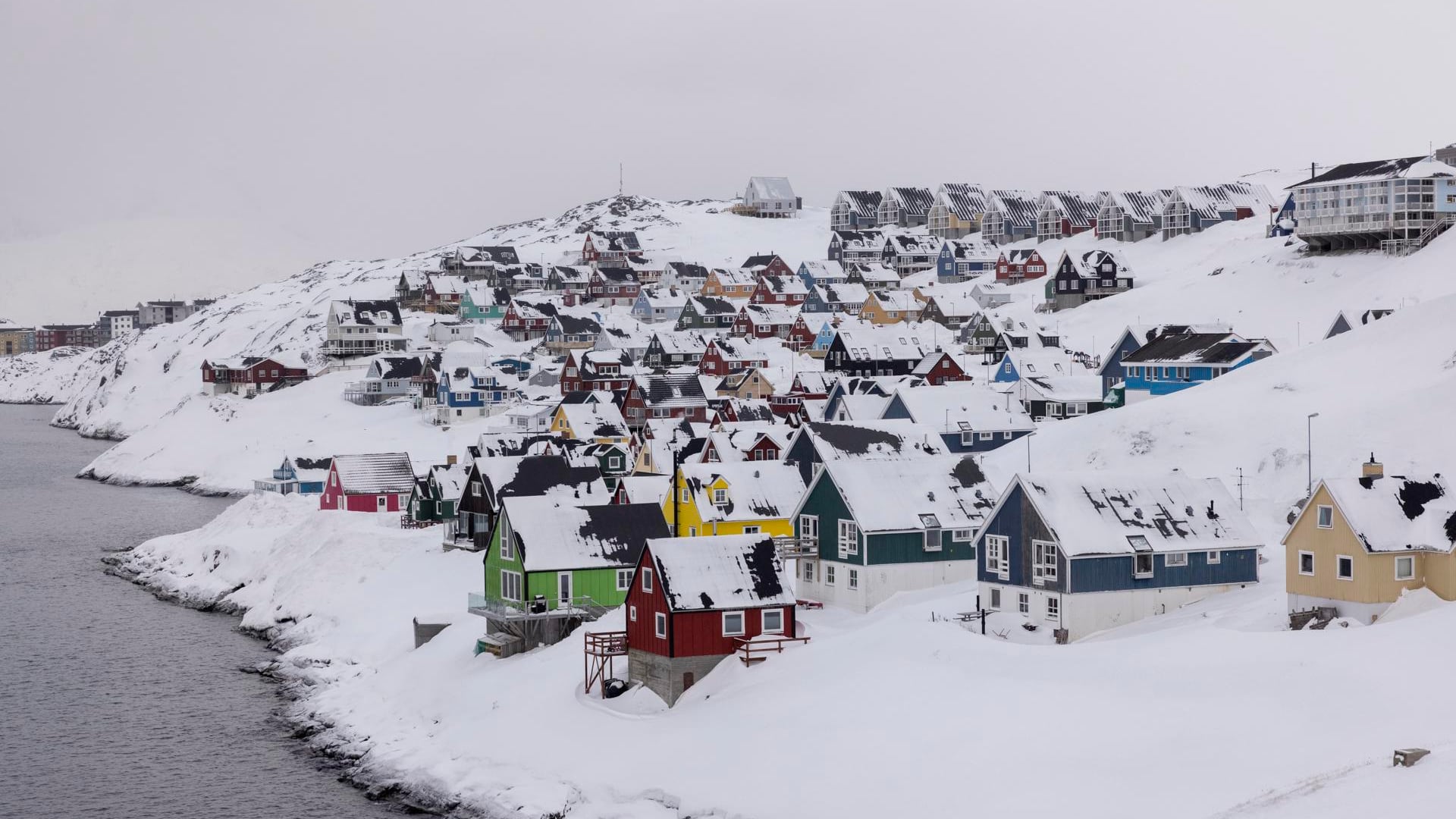 Vista general de la zona de Myggedalen en Nuuk, Groenlandia,