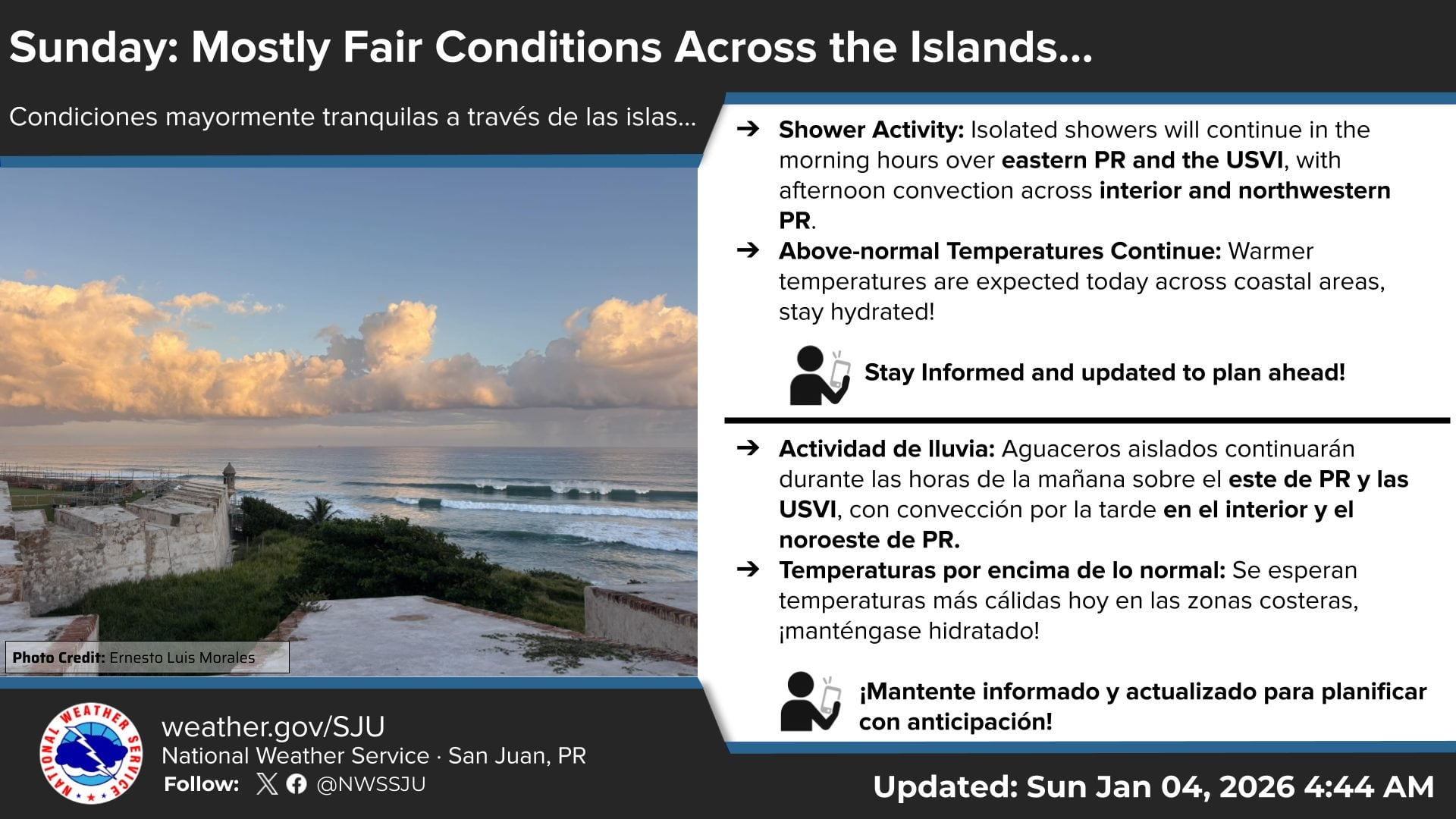 Pronostican condiciones del tiempo estables para este domingo