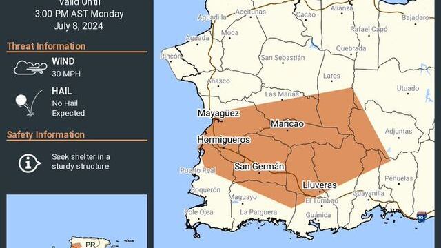 Pronostican que tormentas eléctricas con rayos frecuentes impactarán el suroeste de Puerto Rico.