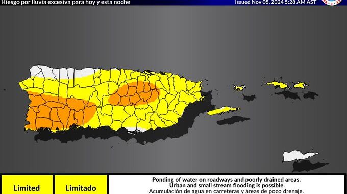 Pronostican lluvia excesiva para este martes, 5 de noviembre de 2024.