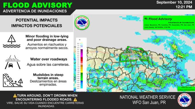 Advertencia de inundaciones para el área metropolitana.