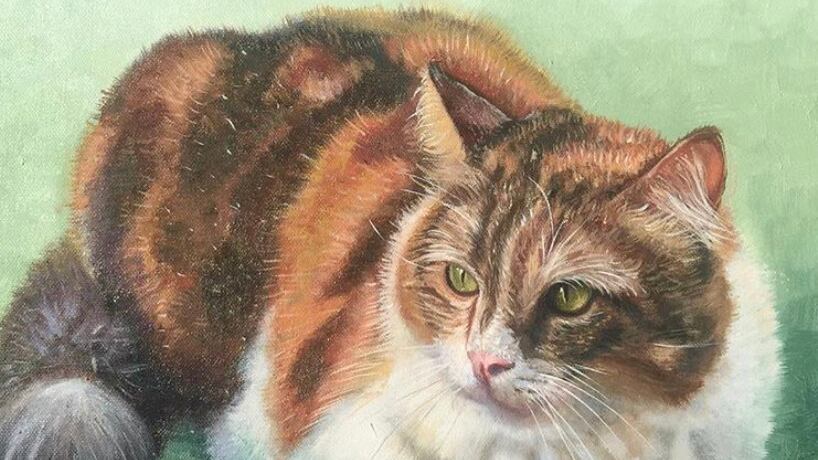 óleo personalizado de una mascota, creado por Michaela Soto