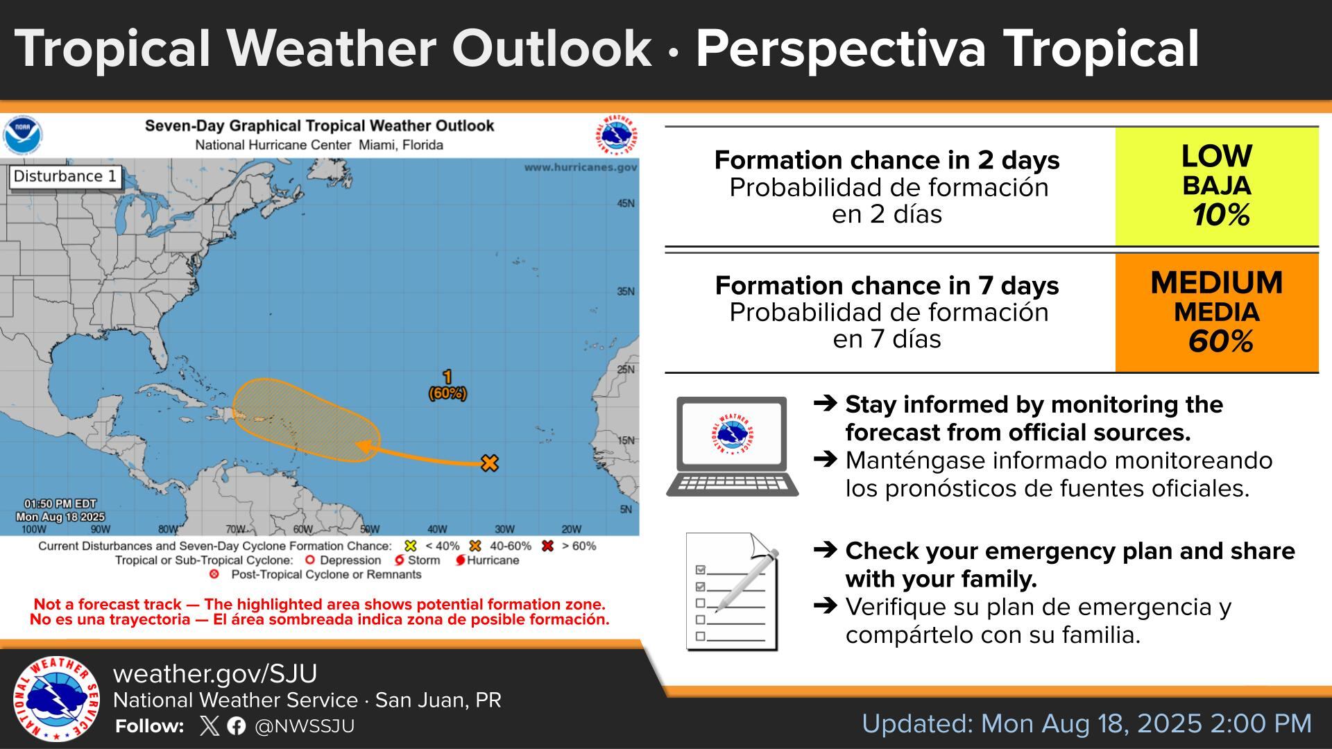 Uno de los sistemas tropicales que es vigilado en el Atlántico.