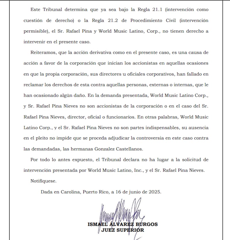 Se declaró no ha lugar la petición del productor en caso de Raphy Pina.