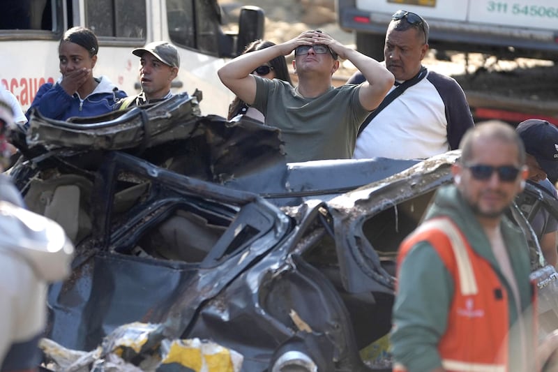 Familiares de las víctimas del atentado ocurrido en la Vía Panamericana