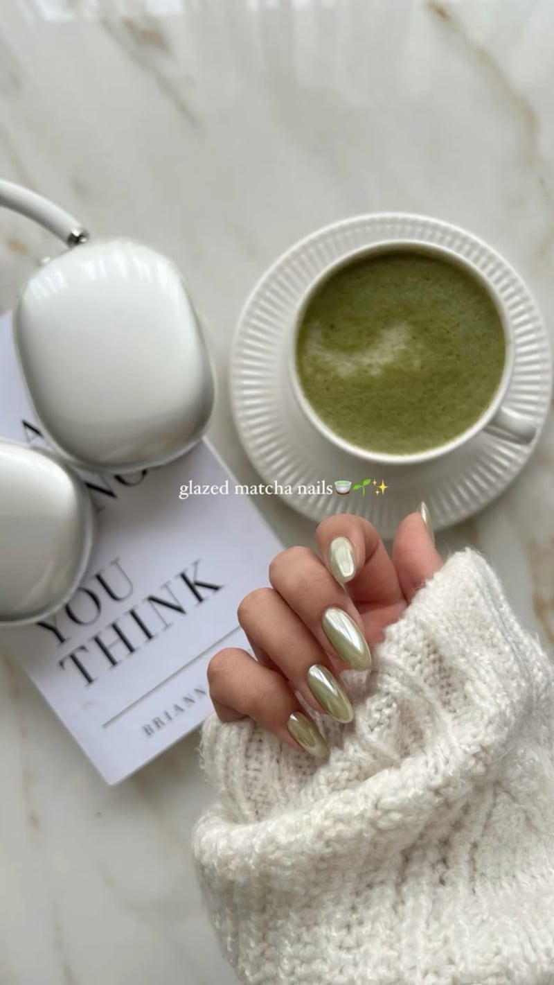 Matcha glazed nails
