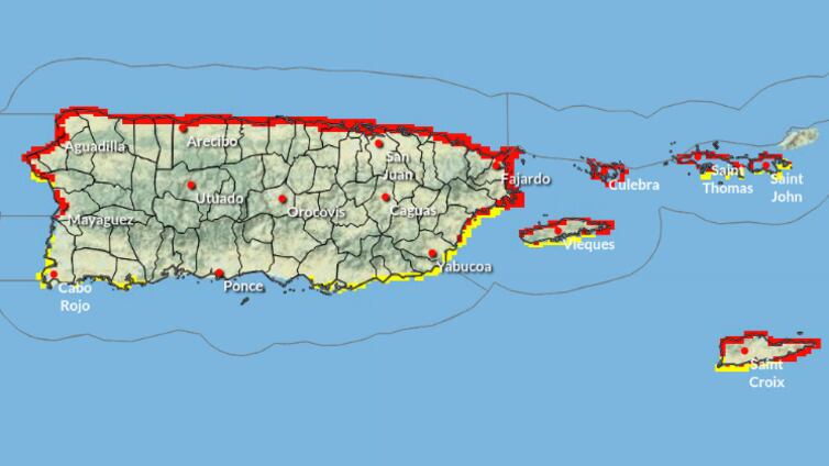 Corrientes marinas peligrosas en Puerto Rico.