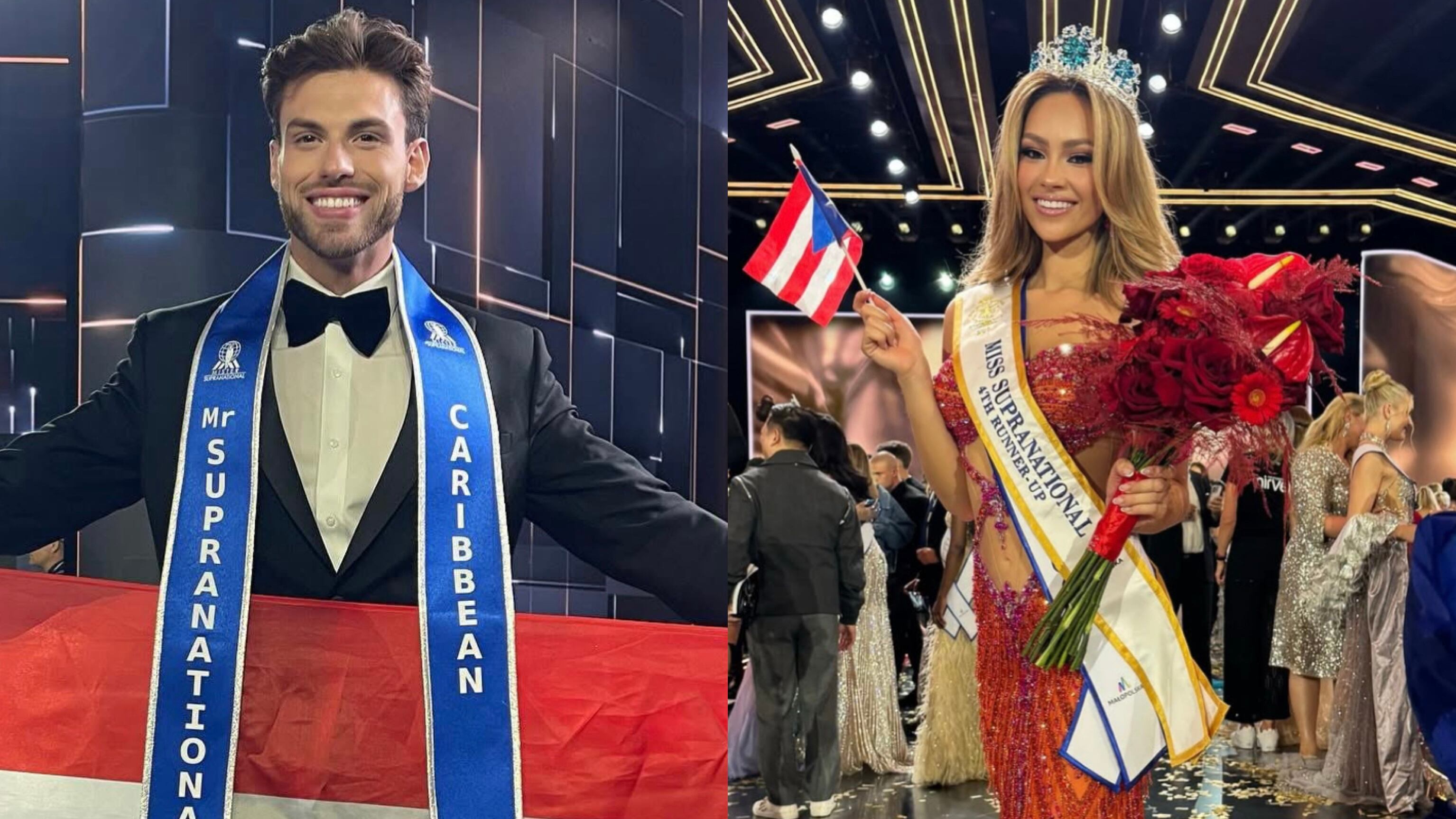 Anthony Delgado; Mister Supranational Caribbean 2025, y Valerie Klepadlo Ramírez; cuarta finalista de Miss Supranational 2025.